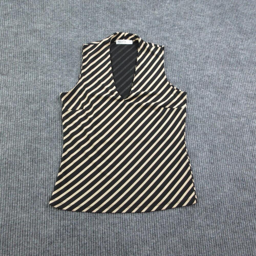 White House Black Market Tank Womens S Black Striped Tunic Jersey Polyester